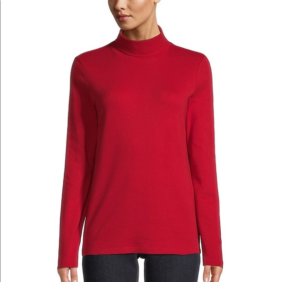 Red Karen Scott Turtleneck Top - Picture 1 of 5